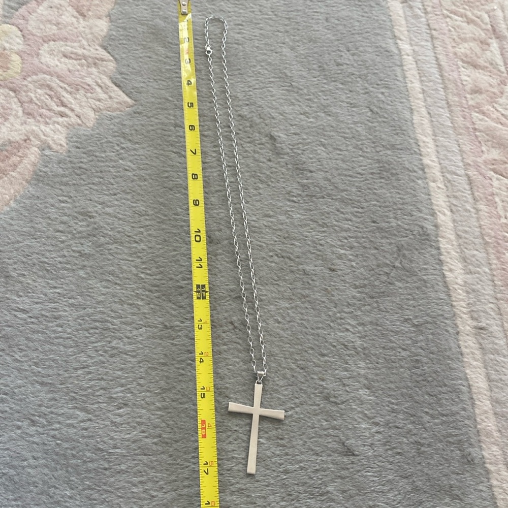 Sterl silver Cross (3”) necklace